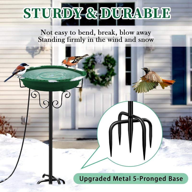Lovppy Heated Bird Bath, 100W Thermostatically Controlled Heated Bird Baths for Outdoors Bird Bath Heater with Metal Stake, Heated Bird Bath for Outside Winter Garden Patio Yard Lawn (Green) - Image 5